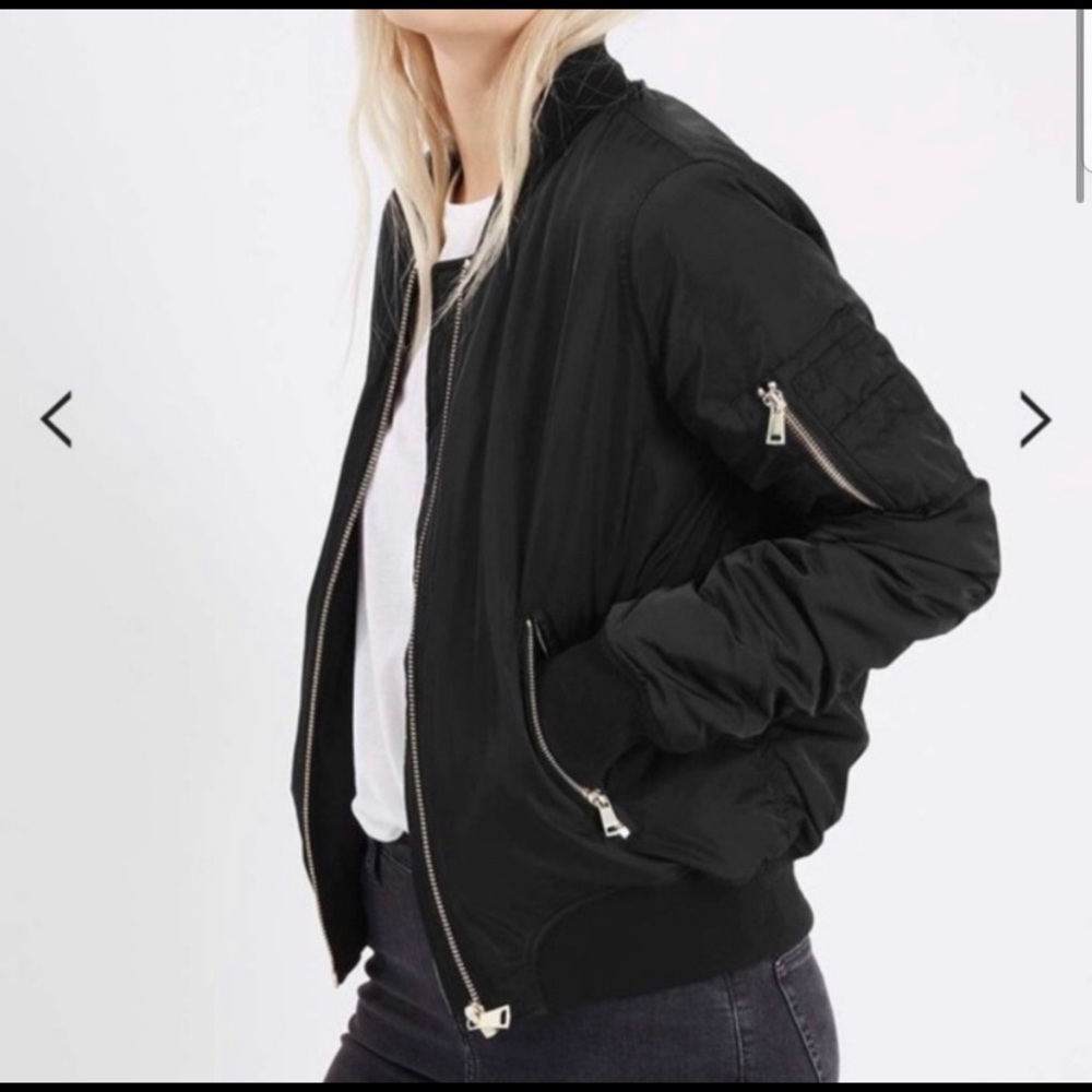 Topshop MA1 black Bomber jacket size 2